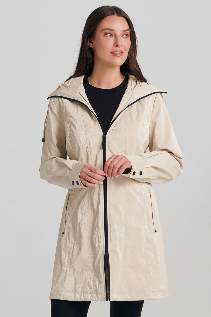 Nikki Jones Luster Hooded Anorak Coat Water Resistant Cream A7002-335L