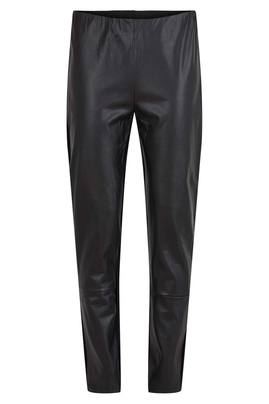 Noen 81361 Black Faux Leather Fronted Trousers - Experience Boutique