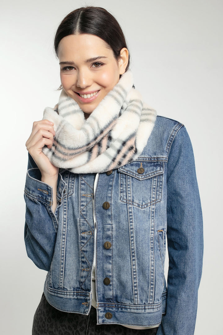 Nooki Check Faux Fur Snuggy Snood - Experience Boutique