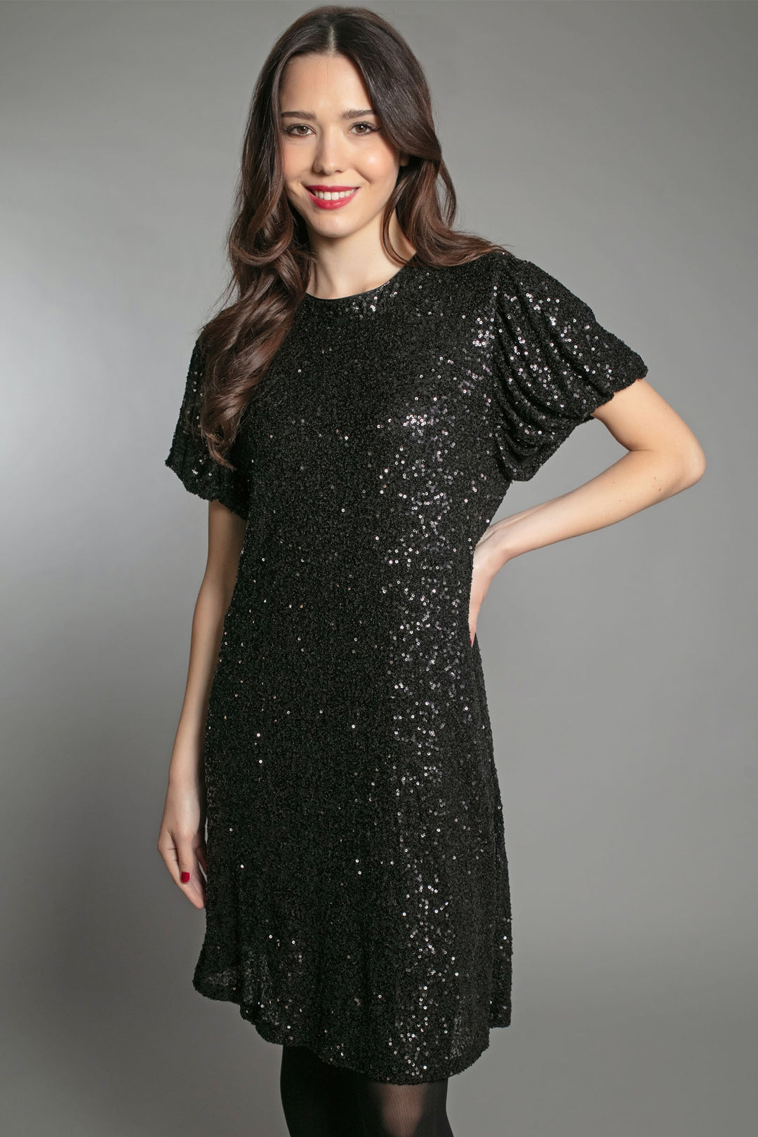 Nooki Dusty Black Sequin Dress - Experience Boutique