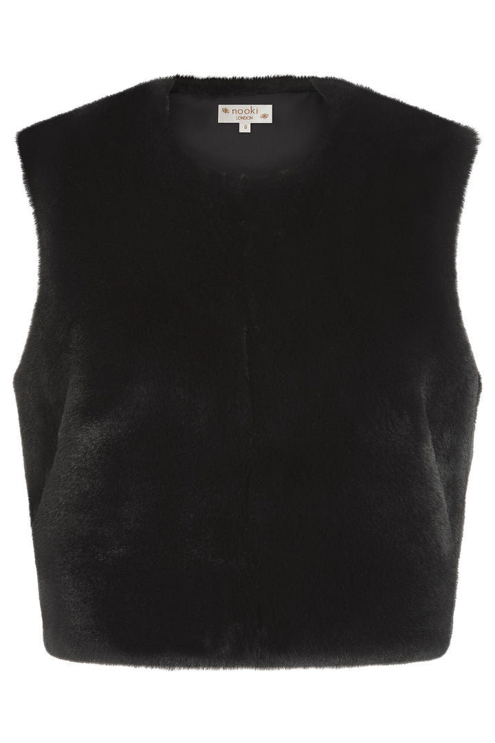 Nooki Edelweiss Black Faux Fur Gilet - Experience Boutique