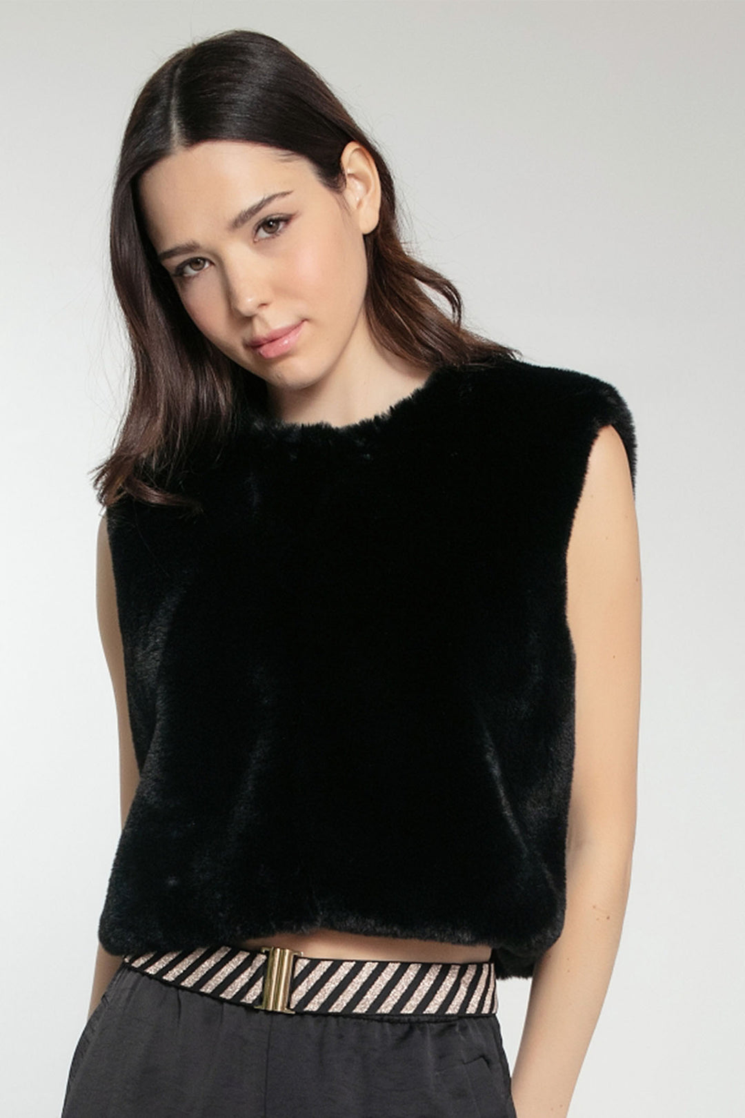 Nooki Edelweiss Black Faux Fur Gilet - Experience Boutique