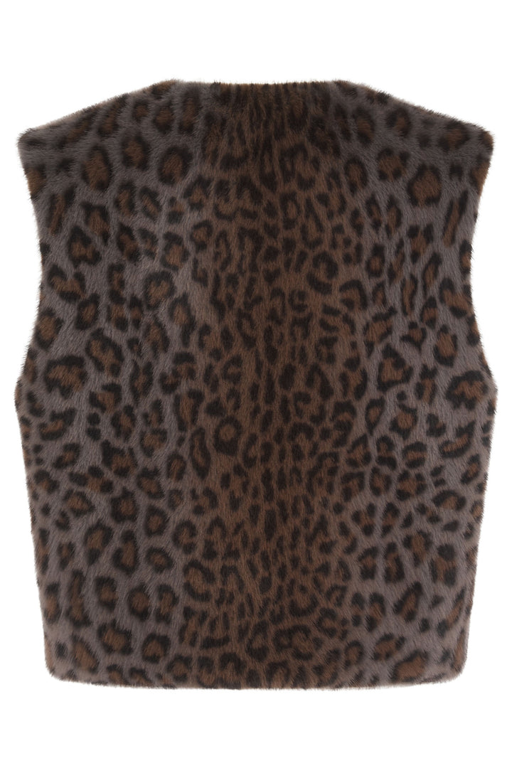 Nooki Edelweiss Grey Leopard Print Faux Fur Gilet - Experience Boutique