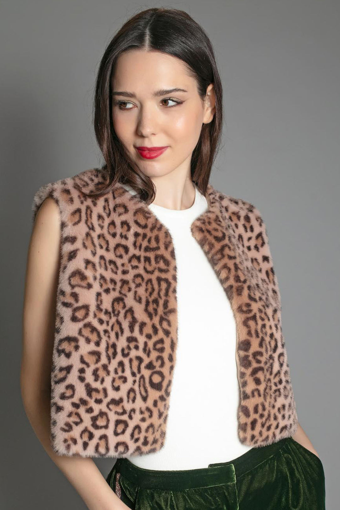 Nooki Edelweiss Natural Leopard Print Faux Fur Gilet - Experience Boutique