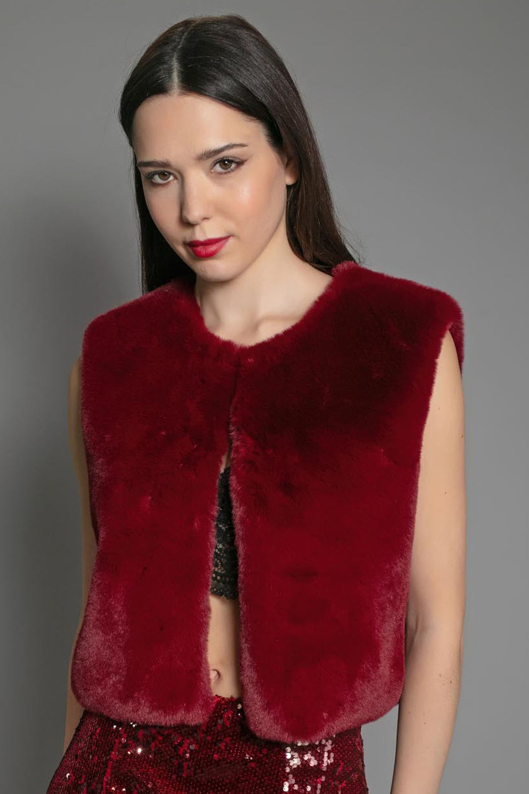 Nooki Edelweiss Red Faux Fur Gilet - Experience Boutique