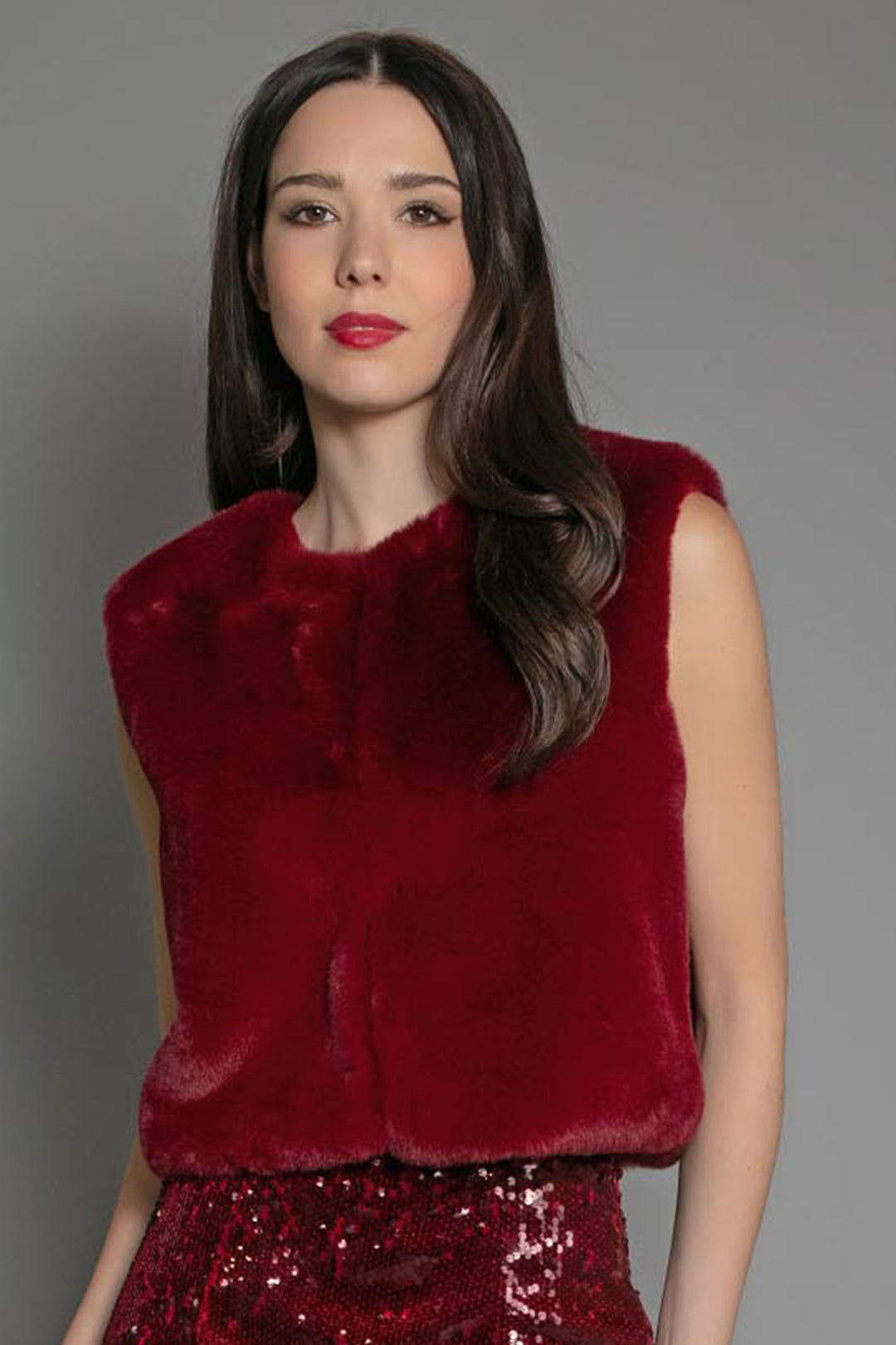 Nooki Edelweiss Red Faux Fur Gilet - Experience Boutique