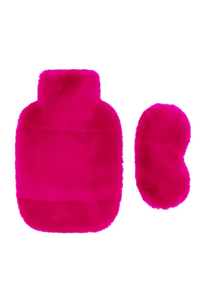 Nooki Hot Water Bottle & Eye Mask Set Hot Pink Faux Fur - Experience Boutique