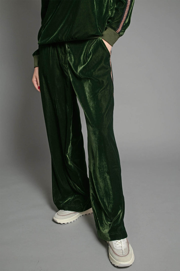 Nooki Pheonix Olive Green Straight Leg Velvet Trousers - Experience Boutique