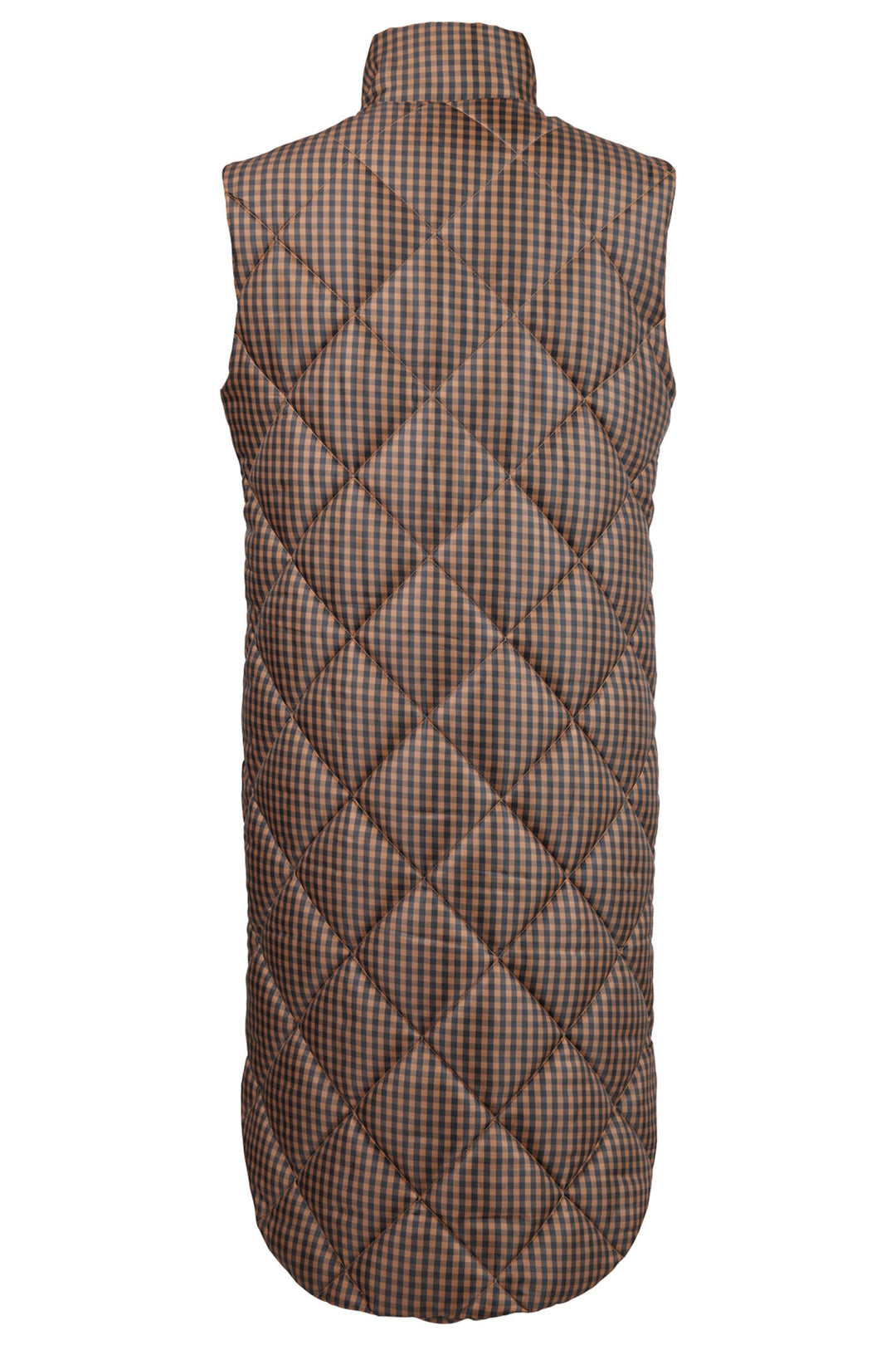 Normann 242-02314 17 Brown Check Longline Padded Gilet - Experience Boutique