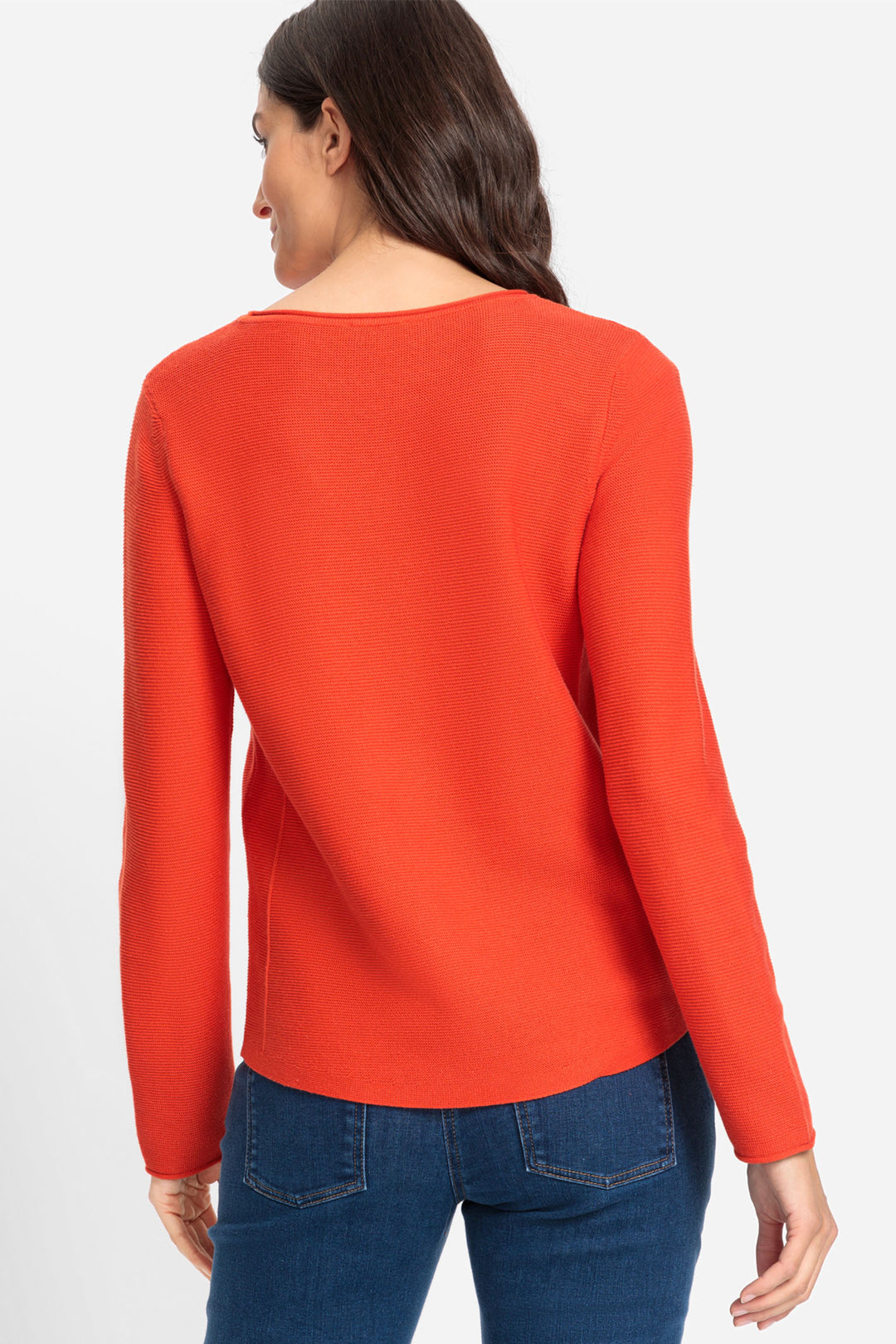 Olsen 11004356 Burnt Orange Intricate Knit Jumper - Experience Boutique