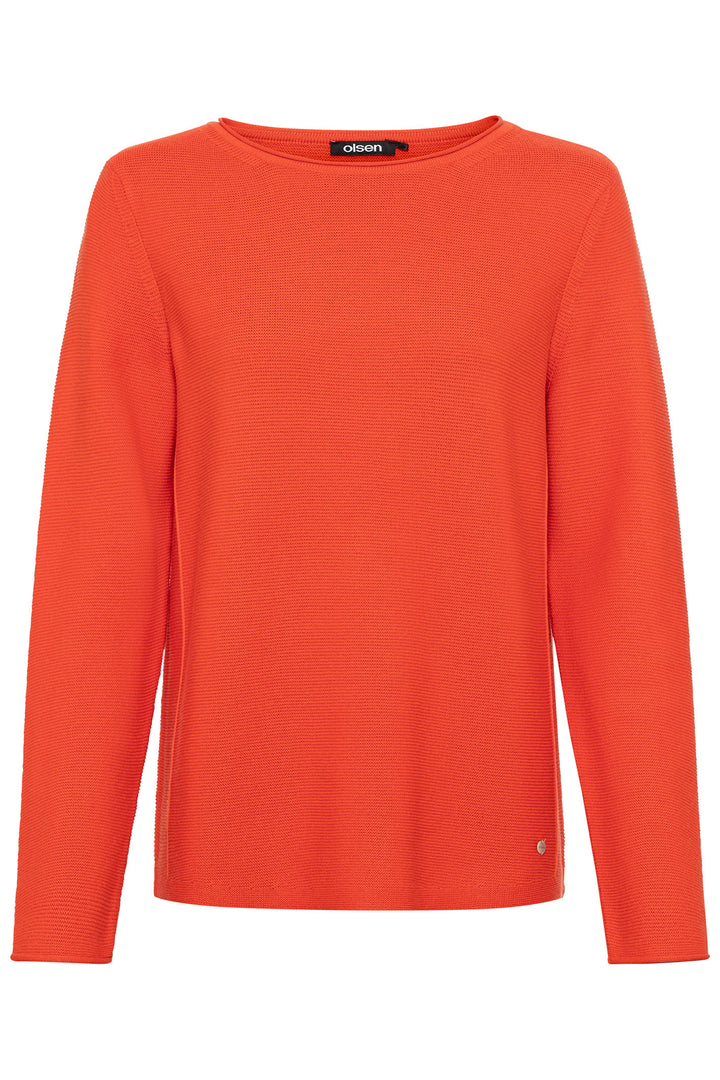 Olsen 11004356 Burnt Orange Intricate Knit Jumper - Experience Boutique