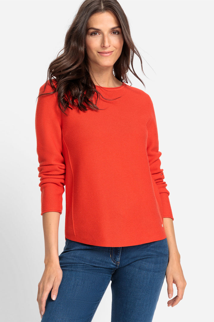 Olsen 11004356 Burnt Orange Intricate Knit Jumper - Experience Boutique