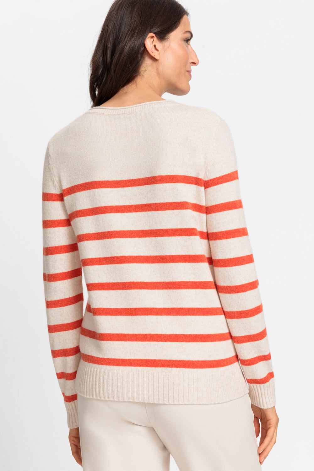 Olsen 11004419 Orange Stripe Henny Knit Jumper - Experience Boutique