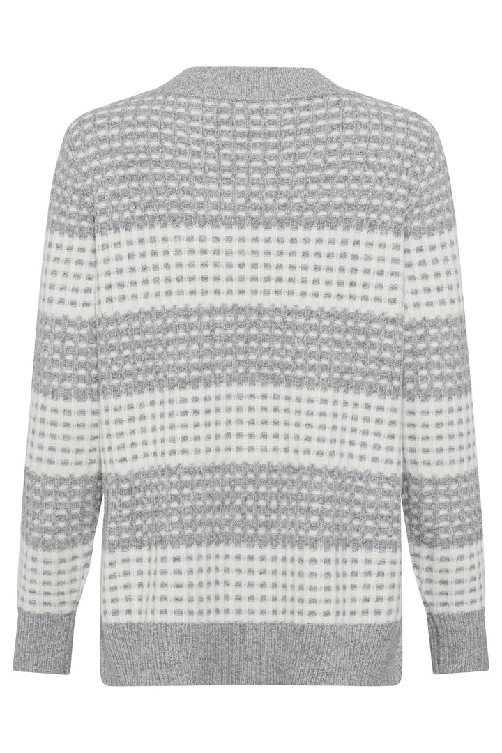 Olsen 11004429 Pearl Grey Waffle Knit Jumper - Experience Boutique