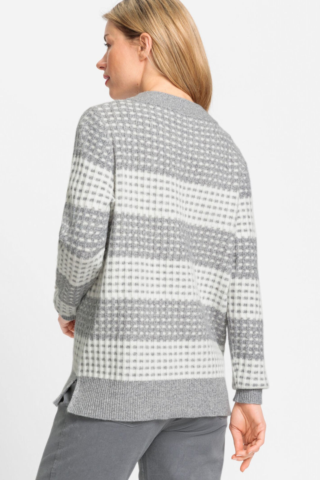 Olsen 11004429 Pearl Grey Waffle Knit Jumper