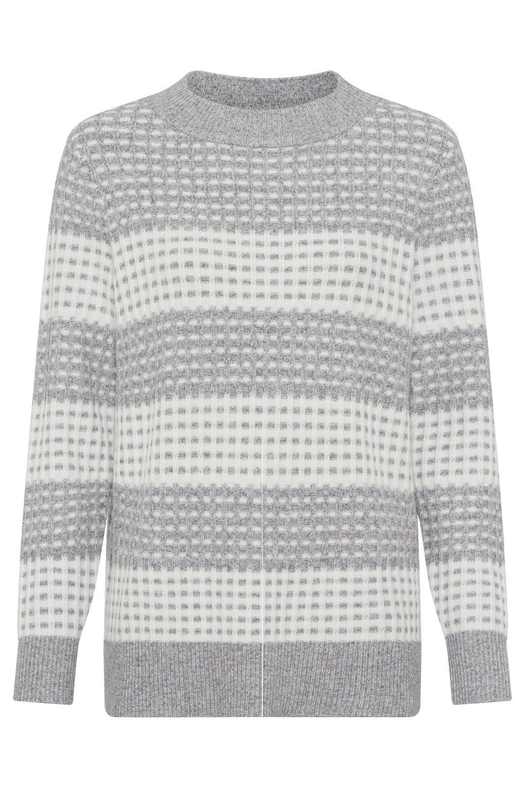 Olsen 11004429 Pearl Grey Waffle Knit Jumper - Experience Boutique