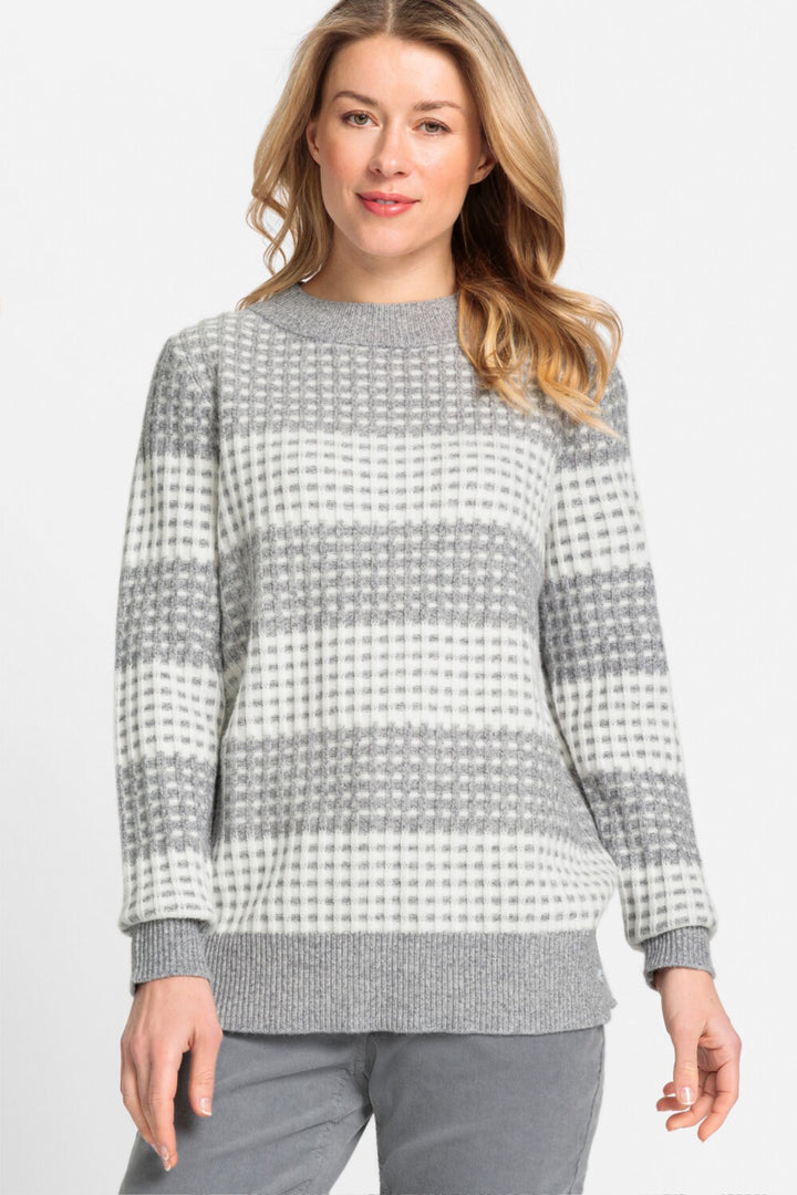 Olsen 11004429 Pearl Grey Waffle Knit Jumper