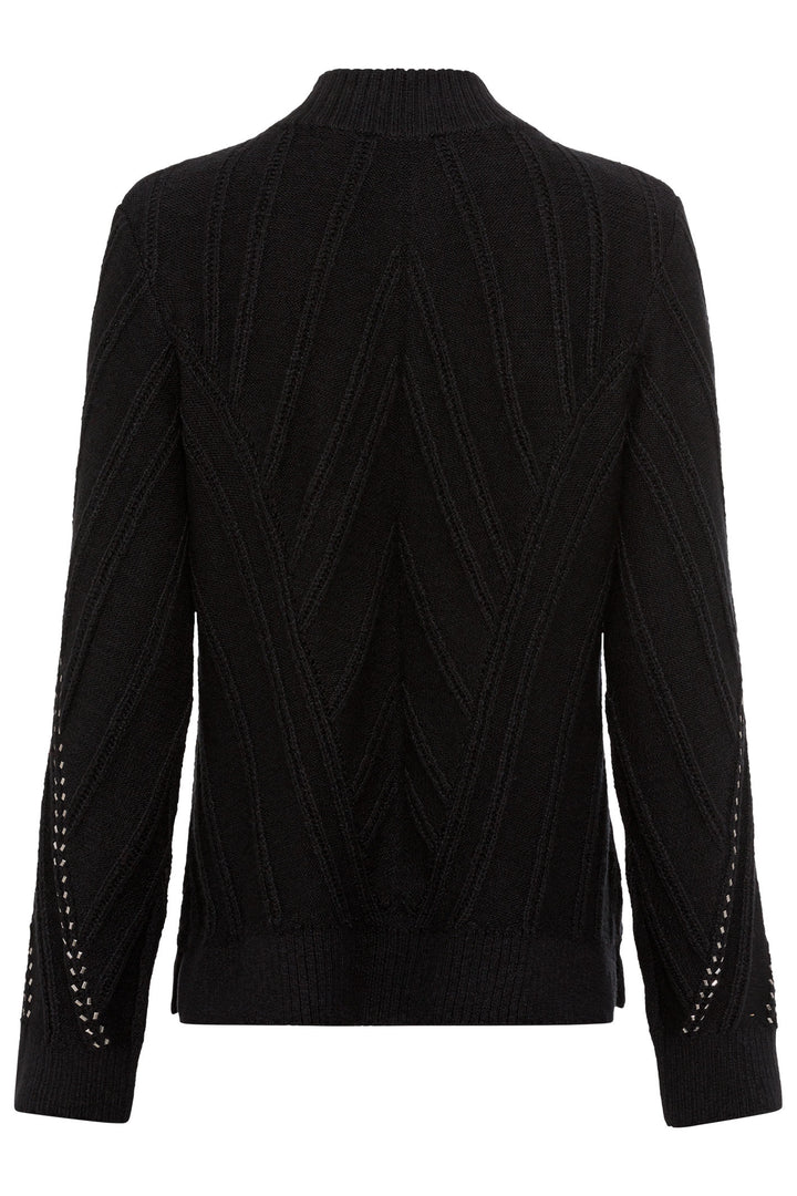 Olsen 11004503 Black Silver Beaded Knit Cardigan - Experience Boutique