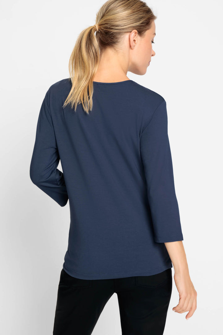 Olsen 11100607 Blue Indigo Denim 34 Sleeve Top - Experience Boutique