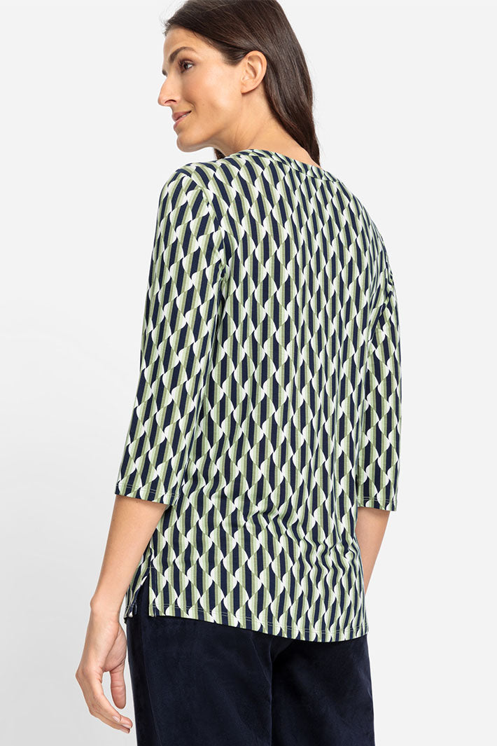 Olsen 11104899 Tea Leaf Retro Print Top - Experience Boutique