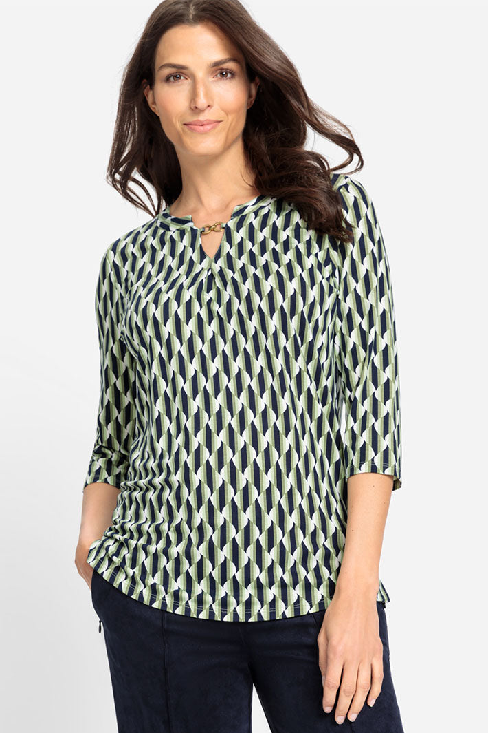 Olsen 11104899 Tea Leaf Retro Print Top - Experience Boutique