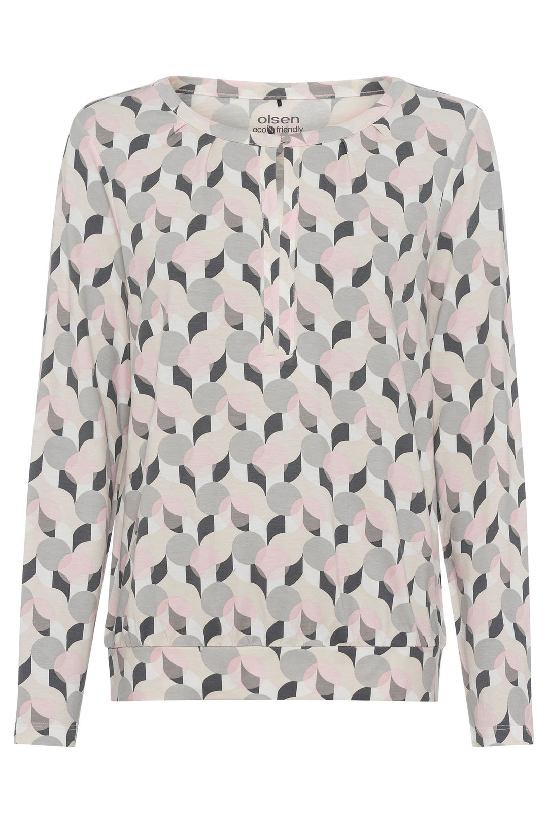 Olsen 11104918 Light Pink & Pearl Print Top - Experience Boutique