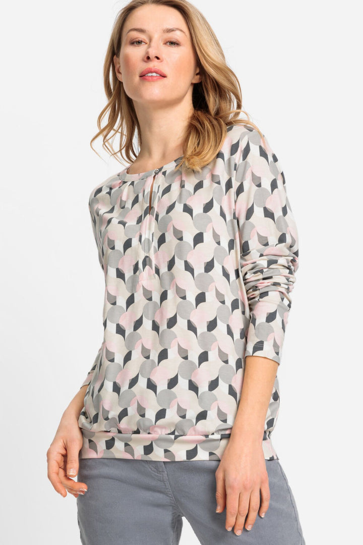 Olsen 11104918 Light Pink & Pearl Print Top