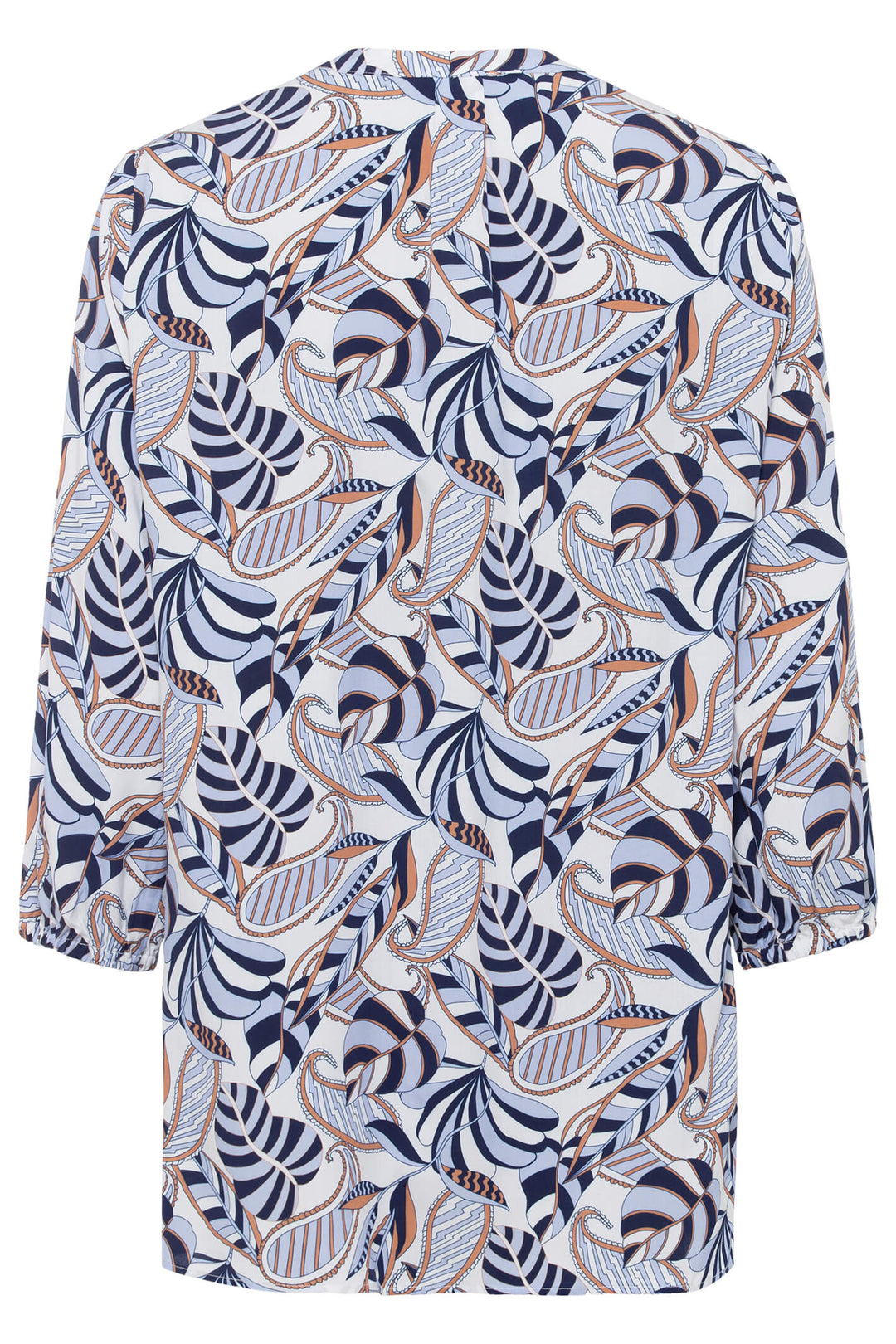 Olsen 12001788 Blue Leaf Print Blouse - Experience Boutique