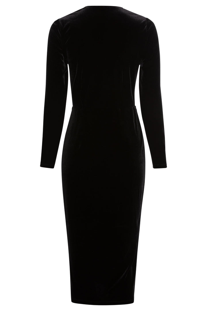 Olsen 13001792 Black Faux Wrap Over Velvet Dress - Experience Boutique