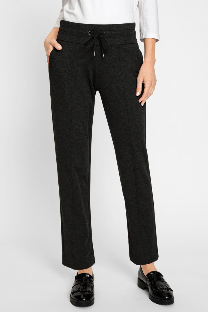 Olsen 14001995 Dark Grey Pull-On Drawstring Waist Trousers - Experience Boutique