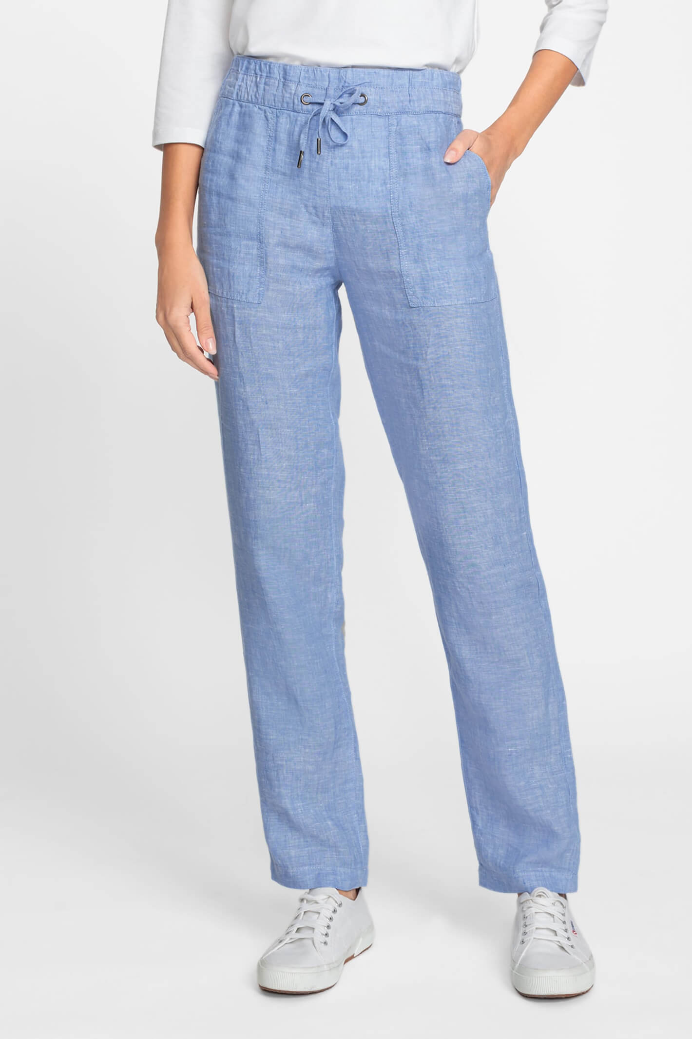 Light blue cotton linen pants by BOHAME | The Secret Label
