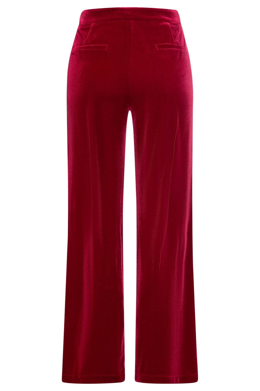 Olsen 14002116 Garnet Red Velour Trousers - Experience Boutique