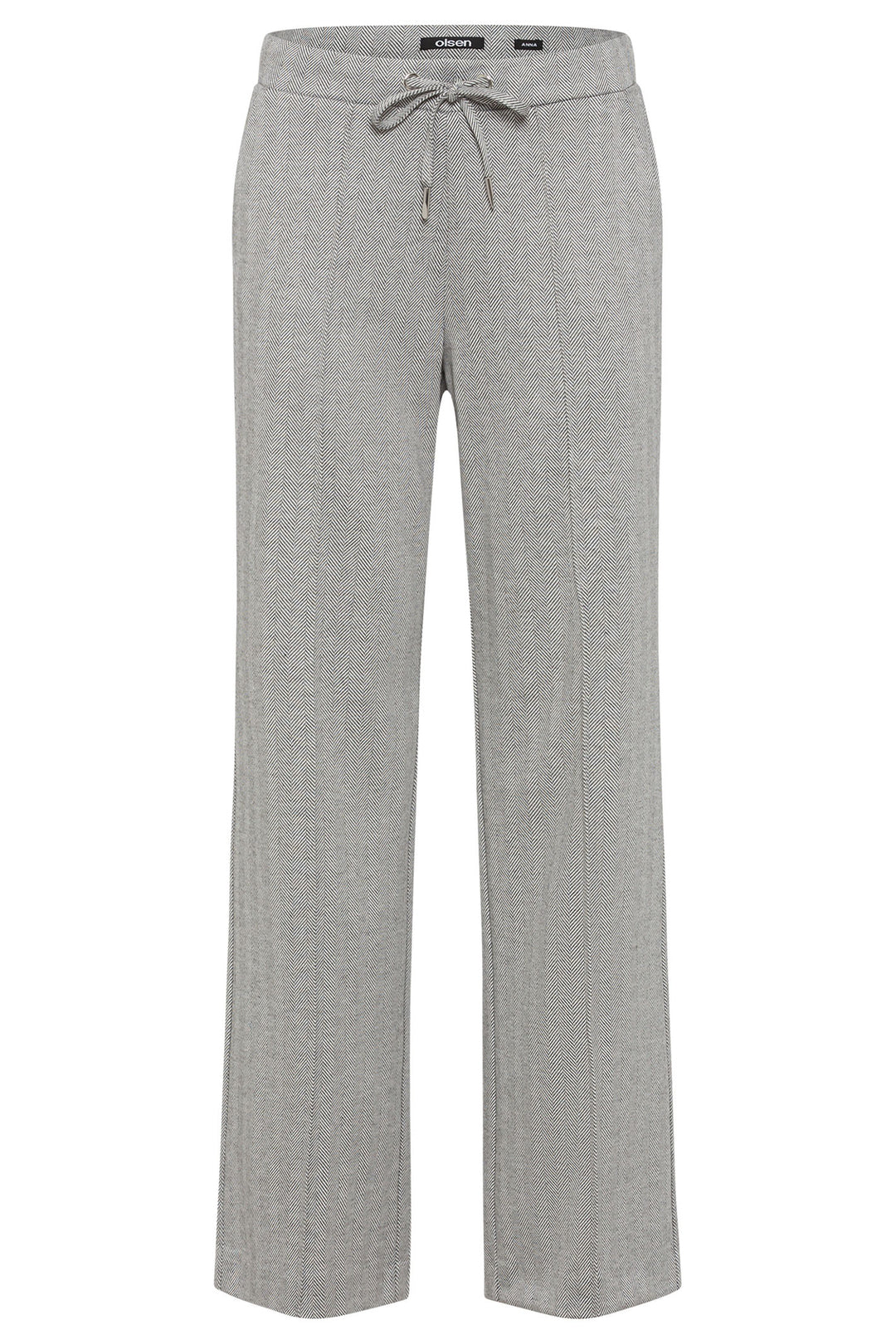 Olsen 14002209 Pearl Grey Houndstooth Trousers - Experience Boutique