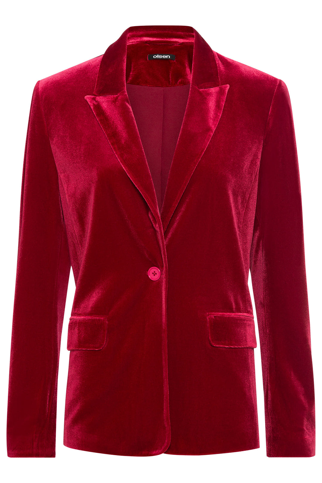 Olsen 15001452 Garnet Red Velour Blazer - Experience Boutique