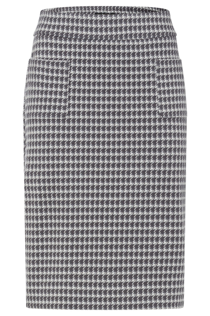 Olsen 16001373 Dark Slate Houndstooth Skirt - Experience Boutique