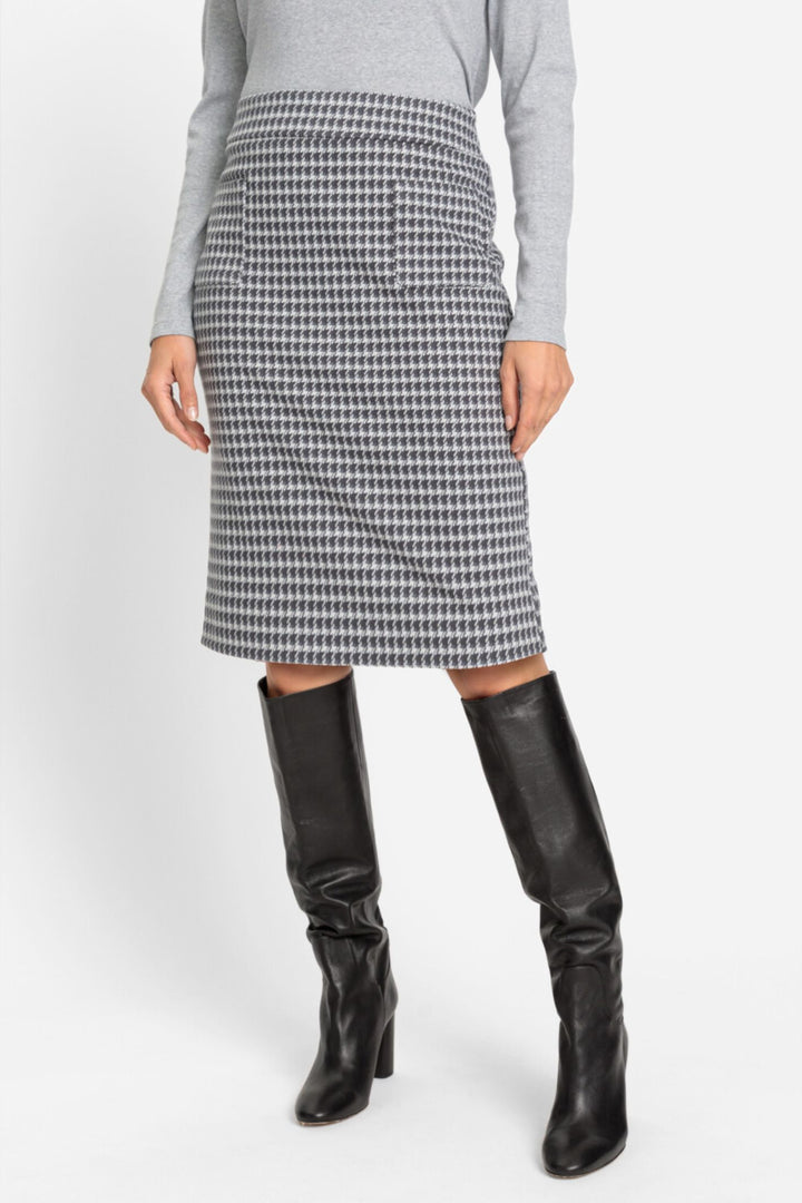 Olsen 16001373 Dark Slate Houndstooth Skirt