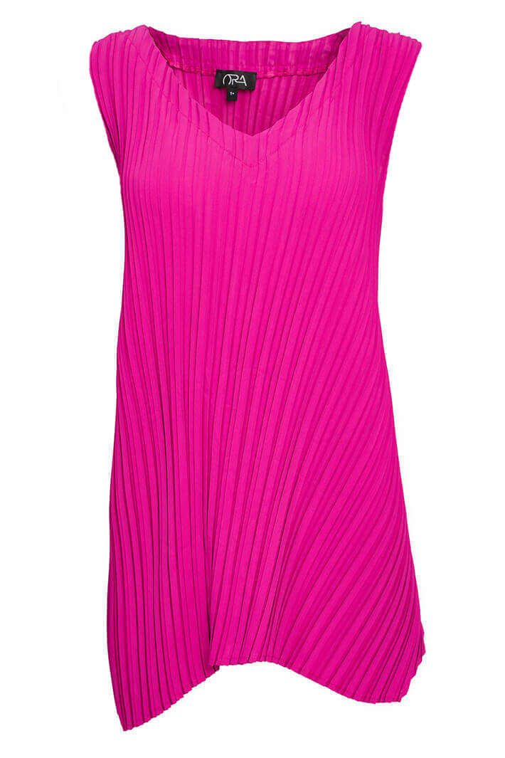 Ora ORS23 108 Hot Pink Pleated Top – Experience Boutique