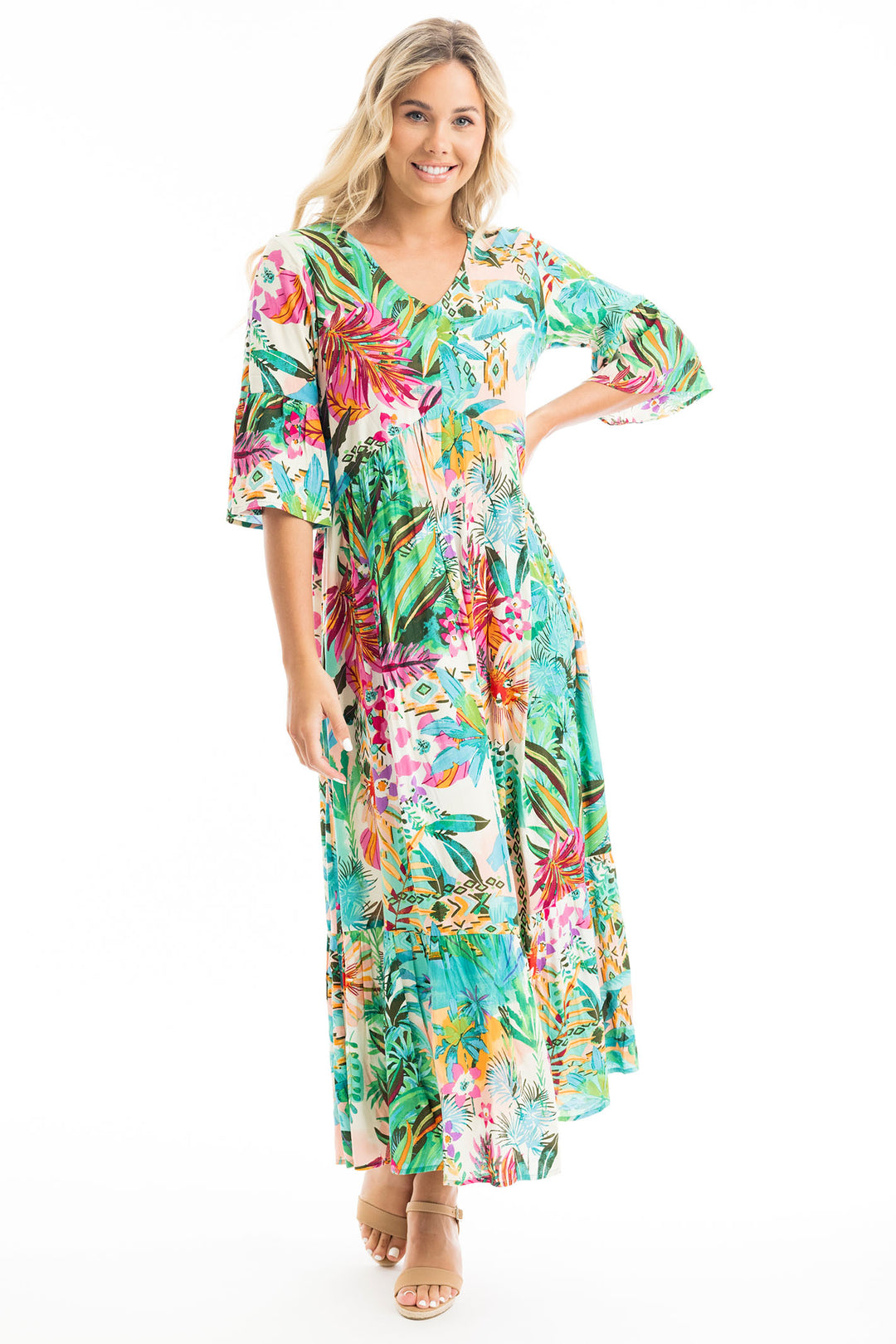 Orientique Hanalei Print Midi Dress 9197 - Experience Boutique