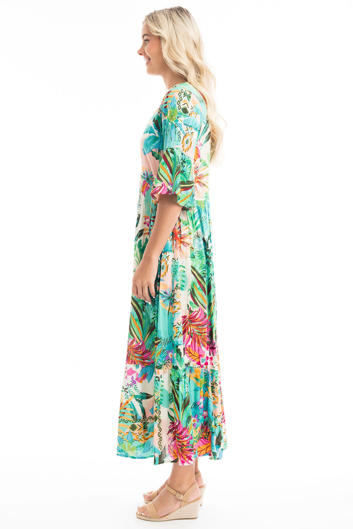 Orientique Hanalei Print Midi Dress 9197 - Experience Boutique