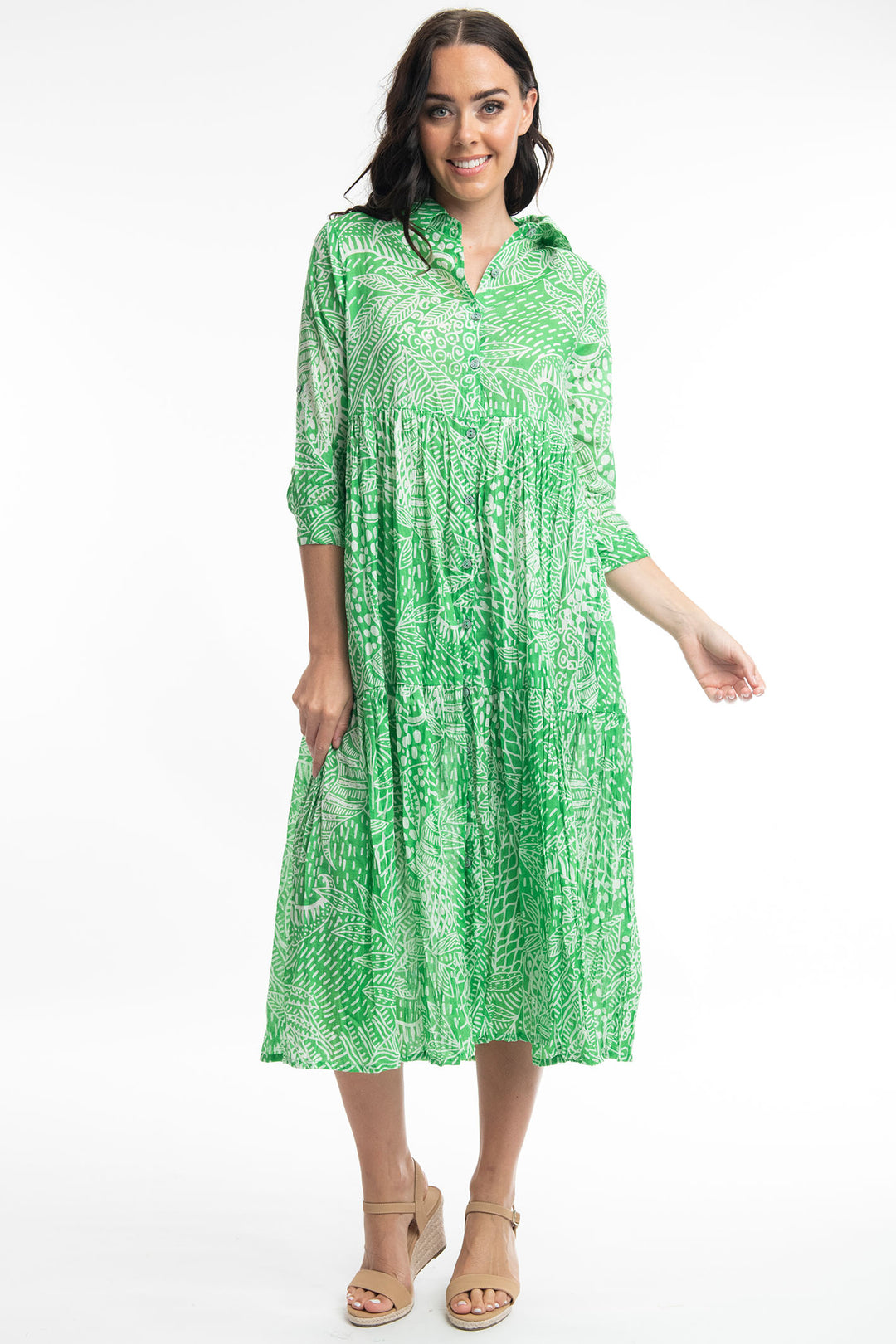 Orientique O41116 Green Leros Layered Collar Dress – Experience Boutique