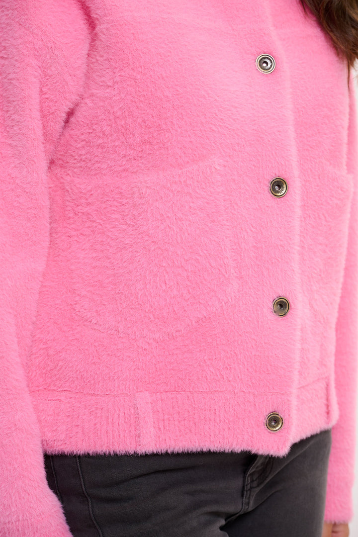 Rino & Pelle Bubbly Boxy Jacket Super Soft Knit Bright Pink 5002521 - Experience Boutique