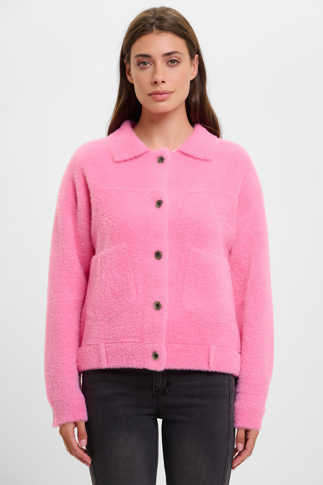 Rino & Pelle Bubbly Boxy Jacket Super Soft Knit Bright Pink 5002521 - Experience Boutique