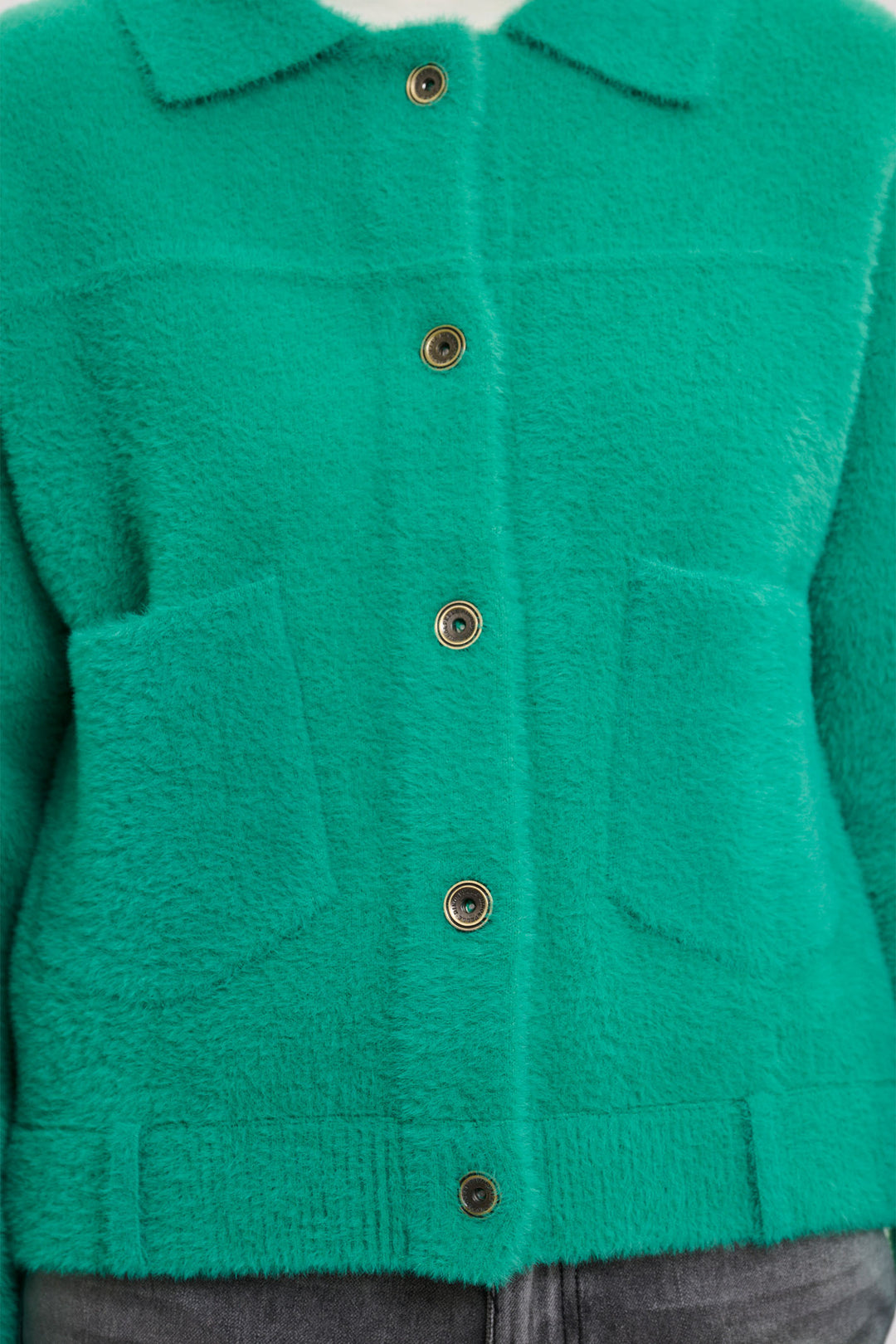 Rino & Pelle Bubbly Boxy Jacket Super Soft Knit Clover Green 5002521 - Experience Boutique