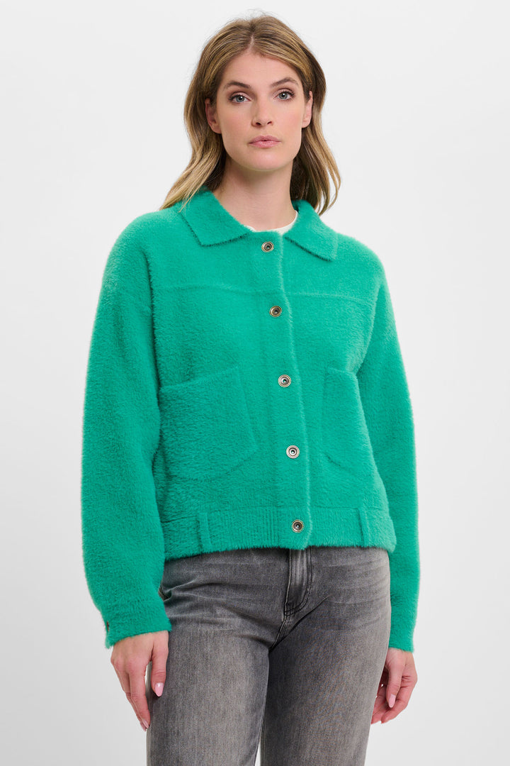 Rino & Pelle Bubbly Boxy Jacket Super Soft Knit Clover Green 5002521 - Experience Boutique