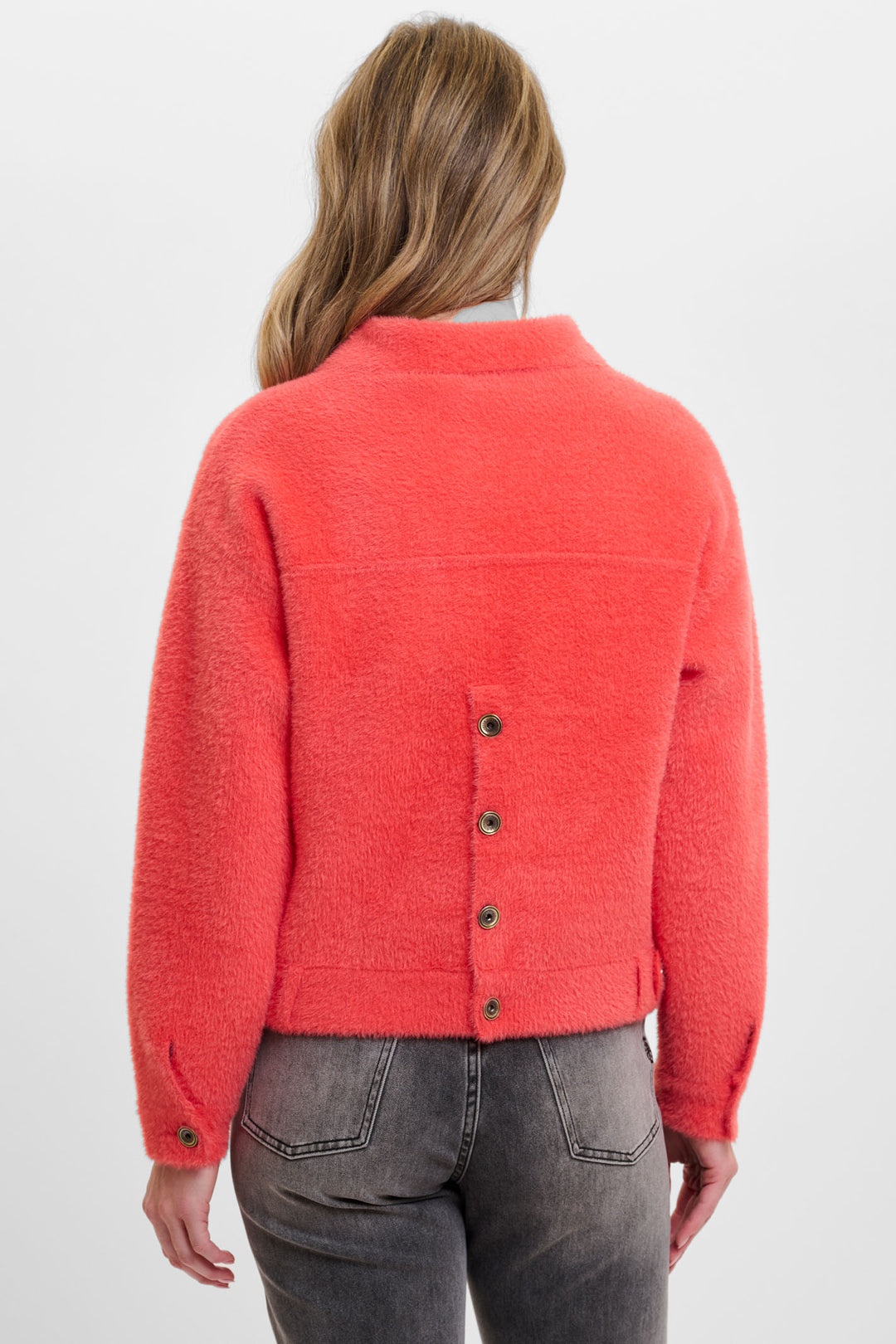 Rino & Pelle Bubbly Boxy Jacket Super Soft Knit Hot Coral 5002521 - Experience Boutique