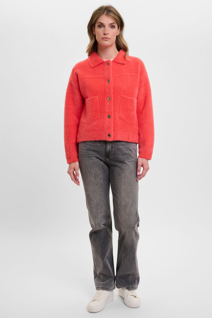 Rino & Pelle Bubbly Boxy Jacket Super Soft Knit Hot Coral 5002521 - Experience Boutique