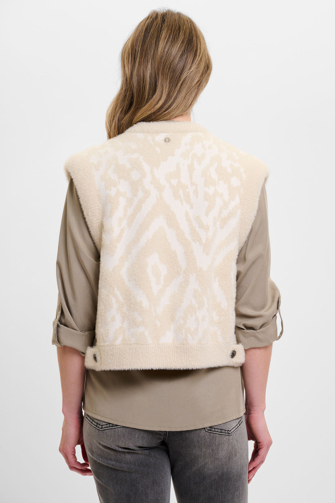 Rino & Pelle Elona Waistcoat Super Soft Knit Birch Ikat 5012521 - Experience Boutique