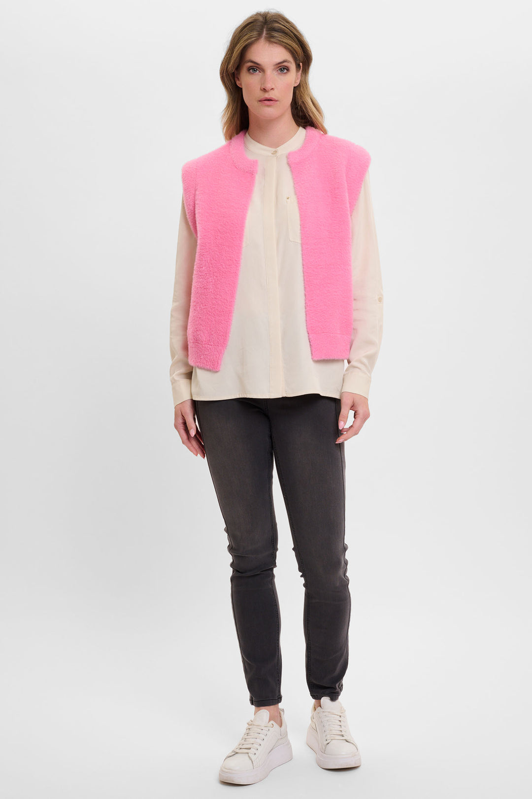 Rino & Pelle Elona Waistcoat Super Soft Knit Bright Pink 5002521 - Experience Boutique