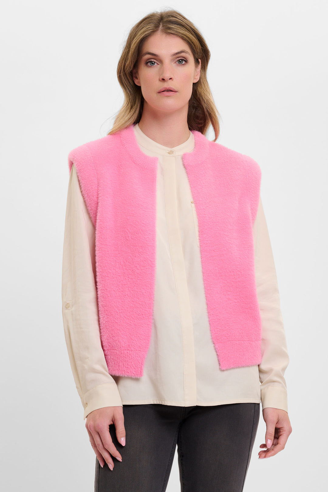 Rino & Pelle Elona Waistcoat Super Soft Knit Bright Pink 5002521 - Experience Boutique