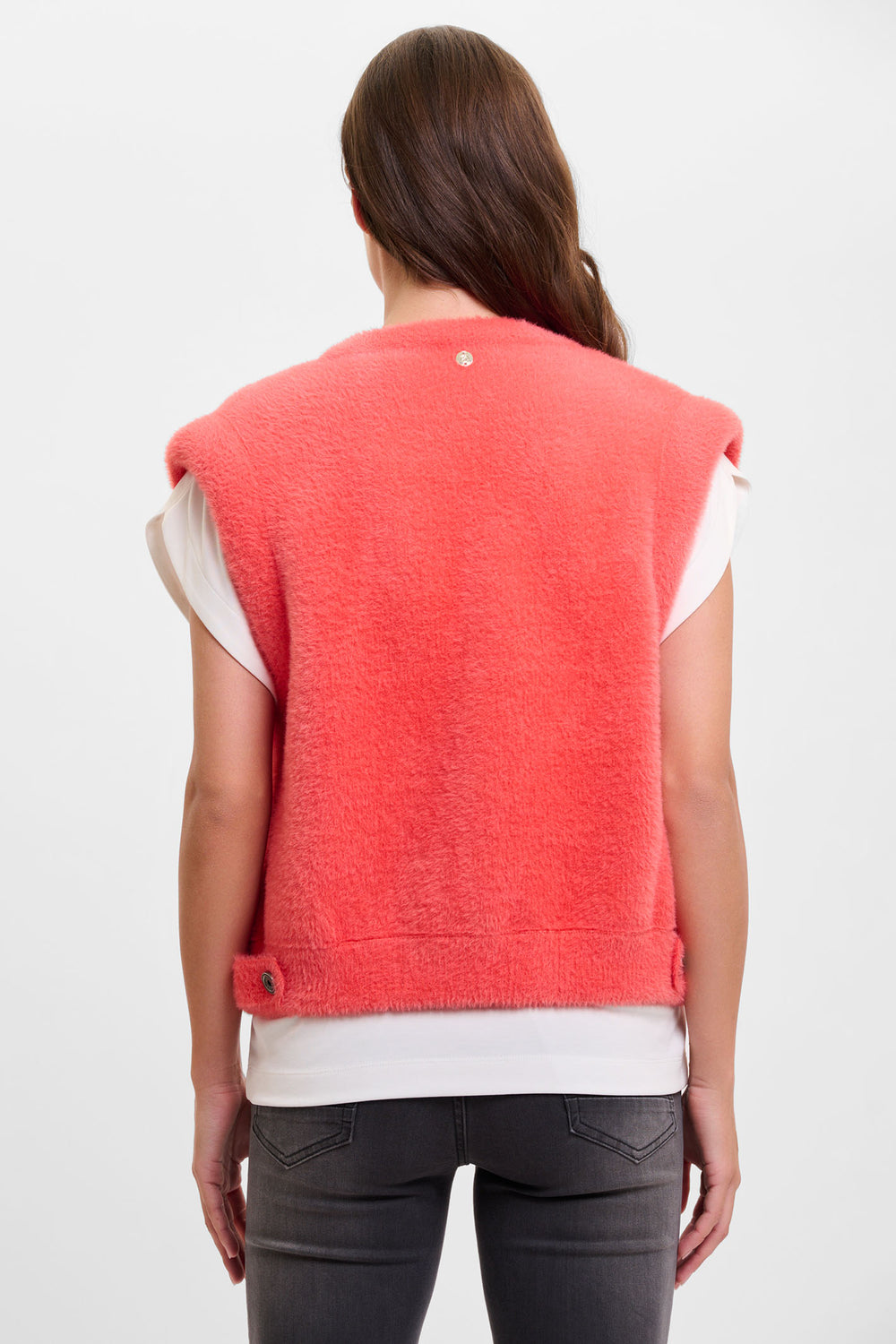 Rino & Pelle Elona Waistcoat Super Soft Knit Hot Coral 5002521 - Experience Boutique